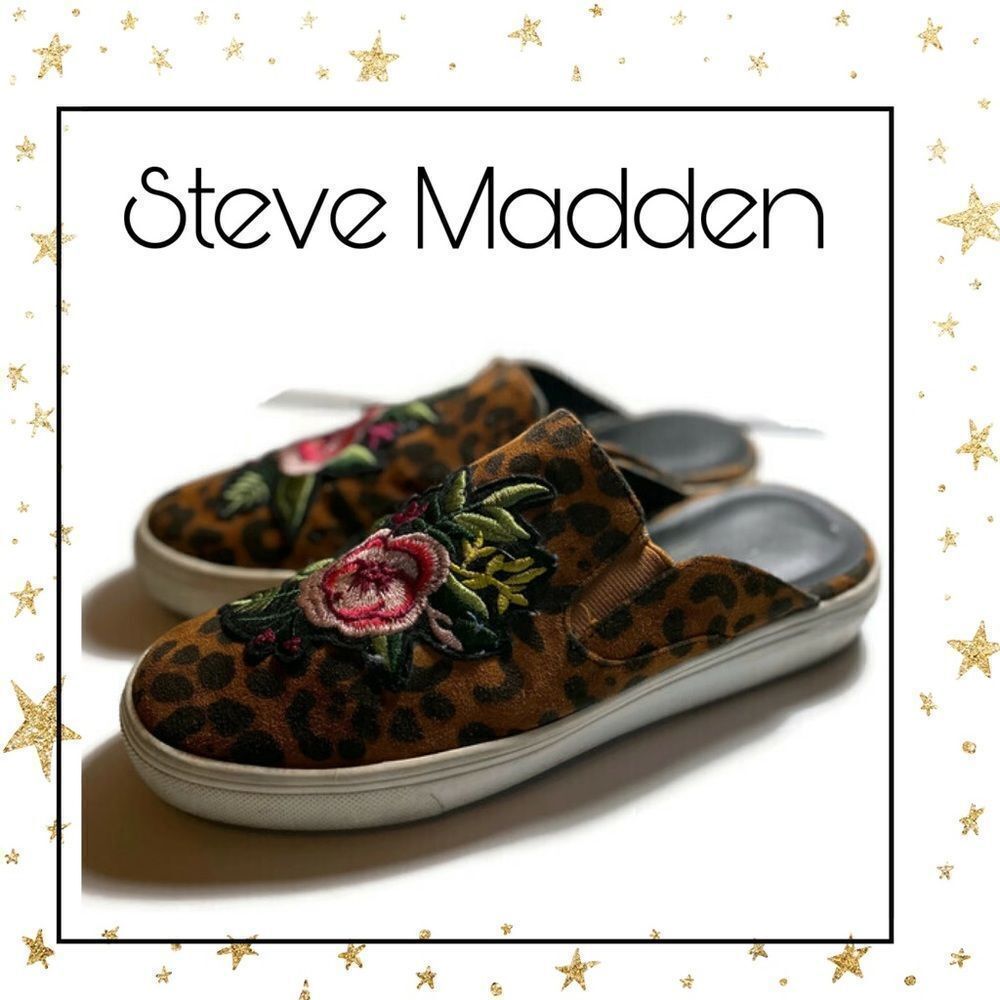 Steven by Steve Madden Cheetah Floral Mules 7.5